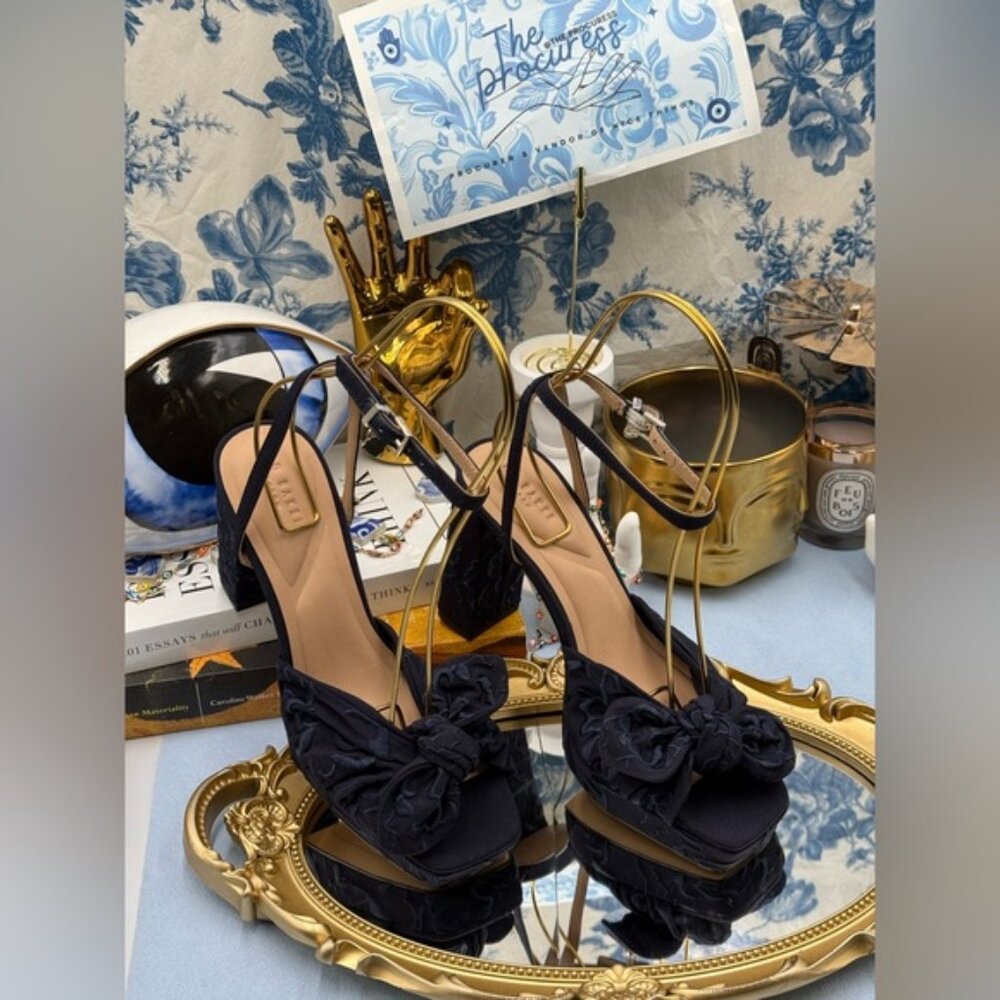 🆕 TED BAKER 🧿 NWOT MADDY Blue Floral Embroidered Bow Platform Sandals, Sz 6 - Picture 3 of 15